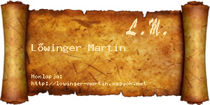 Lőwinger Martin névjegykártya